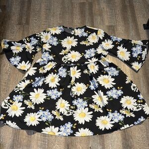 SHEIN Black Floral Midi Dress